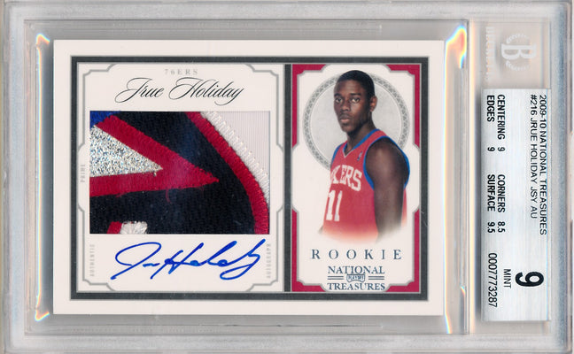 Panini 2009-2010 National Treasures Century Silver #216 Jrue Holiday 32/99 / BGS Grade 9 / Auto Grade 10