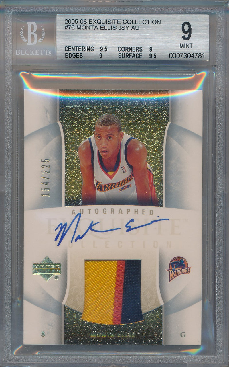 Upper Deck 2005-2006 Exquisite Collection Exquisite Rookie #76-AP Monta Ellis 154/225 / BGS Grade 9 / Auto Grade 10