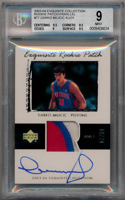 Upper Deck 2003-2004 Exquisite Collection Rookie Patch Gold Parallel #77 Darko Milicic 19/31 / BGS Grade 9 / Auto Grade 10