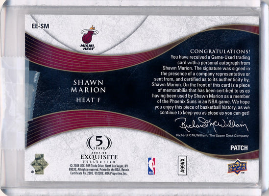 Upper Deck 2007-2008 Exquisite Collection Emblems Of Endorsement #EESM Shawn Marion 4/10