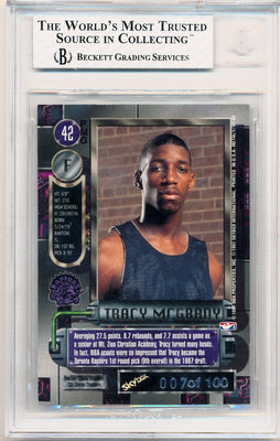 Skybox 1997-1998 Metal Universe Championship Precious Metal Gems Green #42 Tracy Mcgrady 7/100 / BGS Grade 8