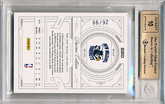 Panini 2009-2010 National Treasures Century Silver #220 Darren Collison 26/99 / BGS Grade 9.5 / Auto Grade 10