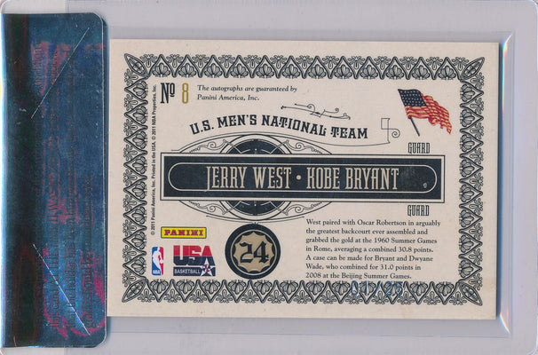 Panini 2010-2011 Gold Medalists Dual Autographs #8 Jerry West / Kobe Bryant 1/25 / BGS Grade 8.5 / Auto Grade 8