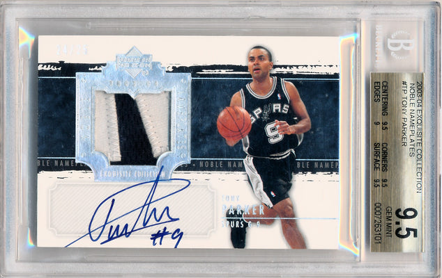 Upper Deck 2003-2004 Exquisite Collection Noble Nameplates #NN-TP Tony Parker 24/25 / BGS Grade 9.5 / Auto Grade 9