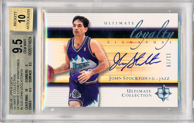 Upper Deck 2005-2006 Ultimate Collection Ultimate Loyalty Signatures #LSJS John Stockton 11/19 / BGS Grade 9.5 / Auto Grade 10