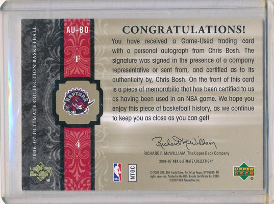 Upper Deck 2006-07 Ultimate Collection  Ultimate Jersey Autographs #AU-BO Chris Bosh  66/75