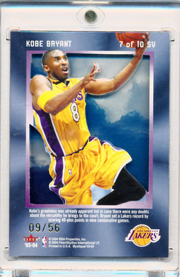 Fleer 2004 Mystique Skyview #SV7 Kobe Bryant 9/56