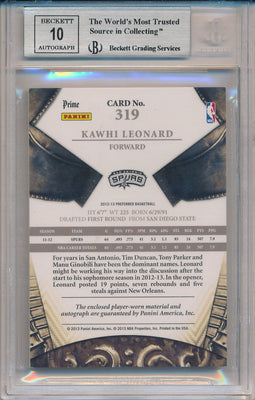 Panini 2012-2013 Prefered Silhouettes #319 Kawhi Leonard 9/25 / BGS Grade 9 / Auto Grade 10