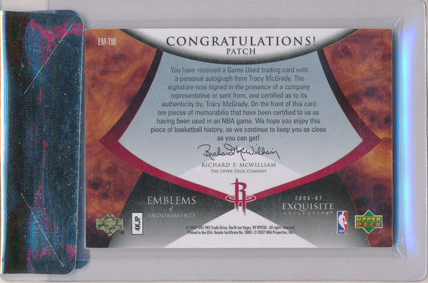 Upper Deck 2006-2007 Exquisite Collection Emblems Of Endorsement #EMTM Tracy Mcgrady 11/15 / Auto Grade 10