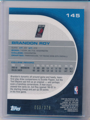 Topps 2006-2007 Finest Rookie Card #145 Brandon Roy 53/379