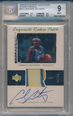 Upper Deck 2003-2004 Exquisite Collection Rookie Parallel #76 Carmelo Anthony 14/15 / BGS Grade 9 / Auto Grade 10