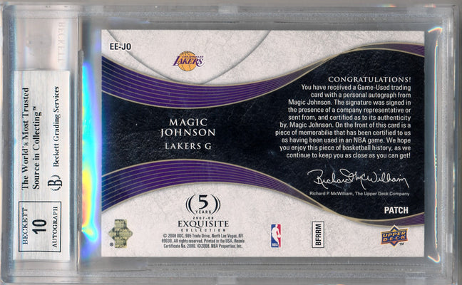 Upper Deck 2007-2008 Exquisite Collection Emblems Of Endorsement #EEJO Magic Johnson 9/10 / BGS Grade 9 / Auto Grade 10