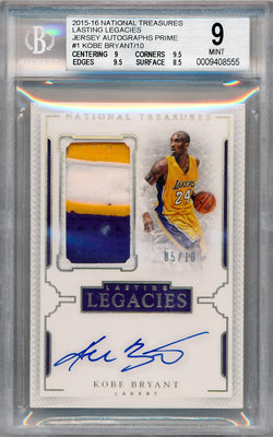 Panini 2015-2016 National Treasures Lasting Legacies #1 Kobe Bryant 5/10 / BGS Grade 9 / Auto Grade 10