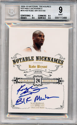 Panini 2009-2010 National Treasures Notable Nicknames  #NN-KB Kobe Bryant 41/99 / BGS Grade 9 / Auto Grade 10