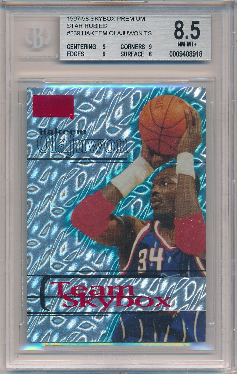 SkyBox 1997-1998 Premium Star Rubies #239 Hakeem Olajuwon 18/50 / BGS Grade 8.5