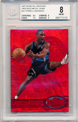 Skybox 1997-1998 Metal Universe Championship Precious Metal Gems Red #25 Terrell Brandon 42/100 / BGS Grade 8