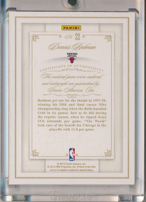 Panini 2012-2013 Flawless Authentic Game Worn Signature #22 Dennis Rodman 2/25