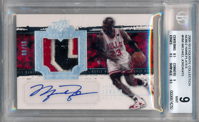 Upper Deck 2009-2010 Exquisite Collection Noble Nameplates #NMI Michael Jordan 6/15 / BGS Grade 9 / Auto Grade 10