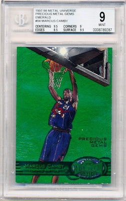 Skybox 1997-1998 Metal Universe Championship Precious Metal Gems Green #84 Marcus Camby 5/100 / BGS Grade 9