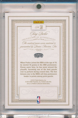 Panini 2012-2013 Flawless Emerald Jumbo Patches #30 Tony Parker 4/5