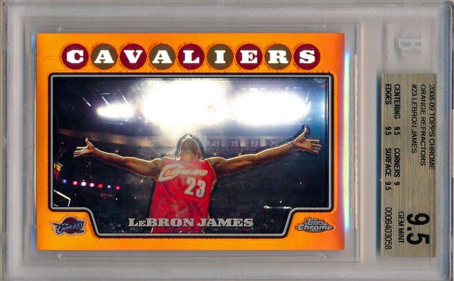 Topps 2008-2009 Chrome Orange Refractors #23 Lebron James 44/499 / BGS Grade 9.5