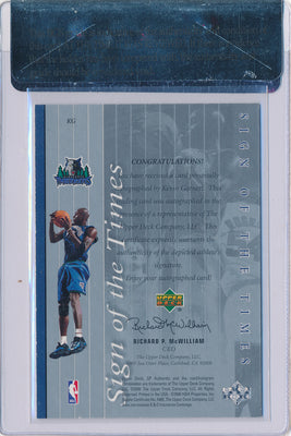 Upper Deck 1999-2000 SP Authentic Sign Of The Times #KG Kevin Garnett  / PSA Grade 8.5