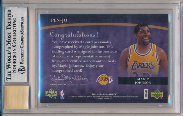 Upper Deck 2007-2008 Premier Pennmanship Bronze Autographs #PEN-JO Magic Johnson 1/1 / BGS Grade 8.5 / Auto Grade 10