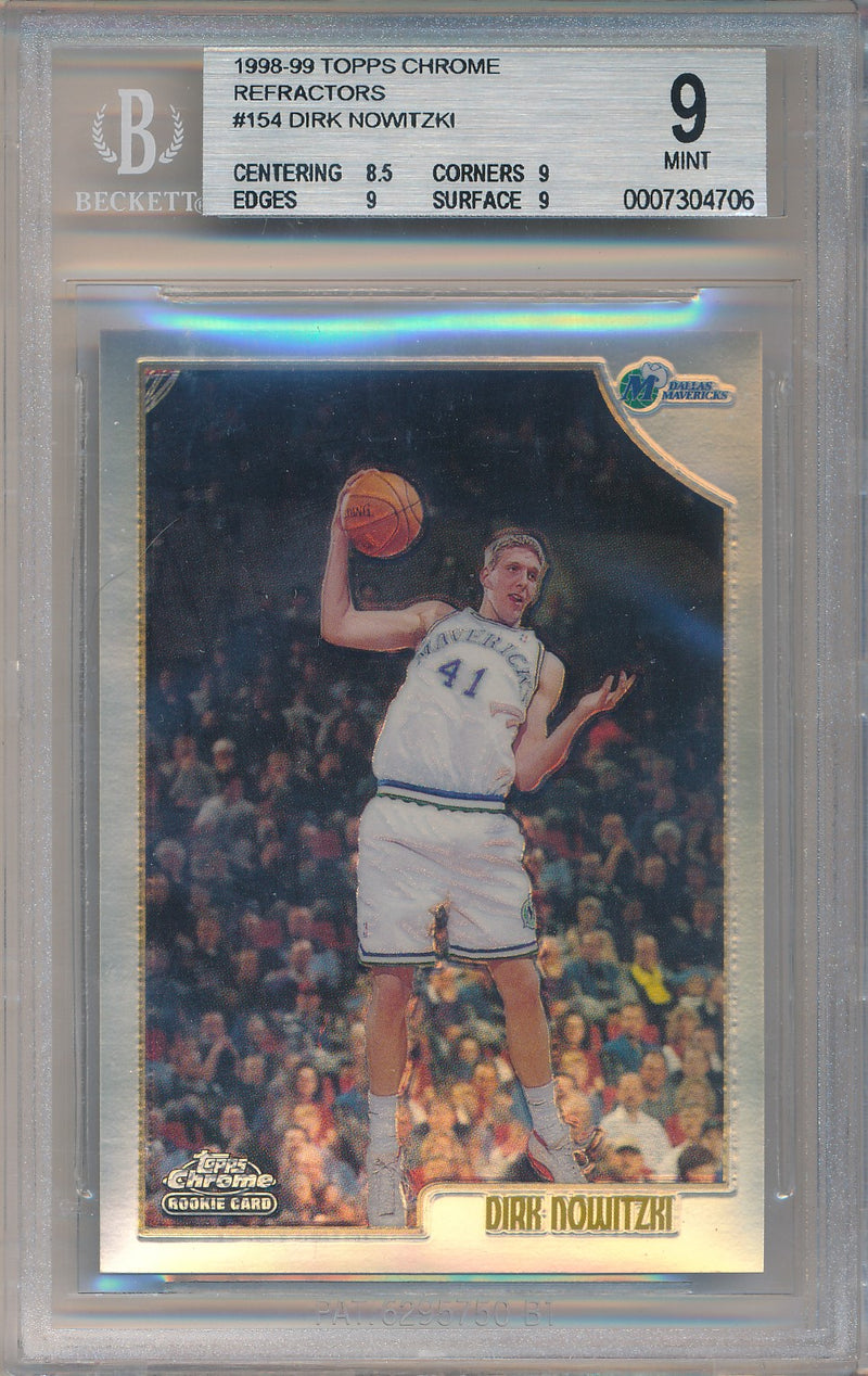 Topps 1998-1999 Chrome Refractors #154 Dirk Nowitzki  / BGS Grade 9