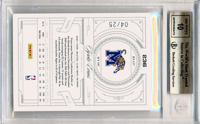 Panini 2009-2010 National Treasures Century Gold #236 Tyreke Evans 4/25 / BGS Grade 9.5 / Auto Grade 10