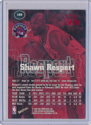 SkyBox 1997-1998 Premium Star Rubies #189 Shawn Respert 31/50