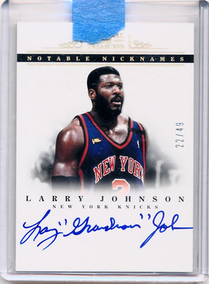 Panini 2012-2013 National Treasures  Notable Nicknames  #2 Larry Johnson 22/49