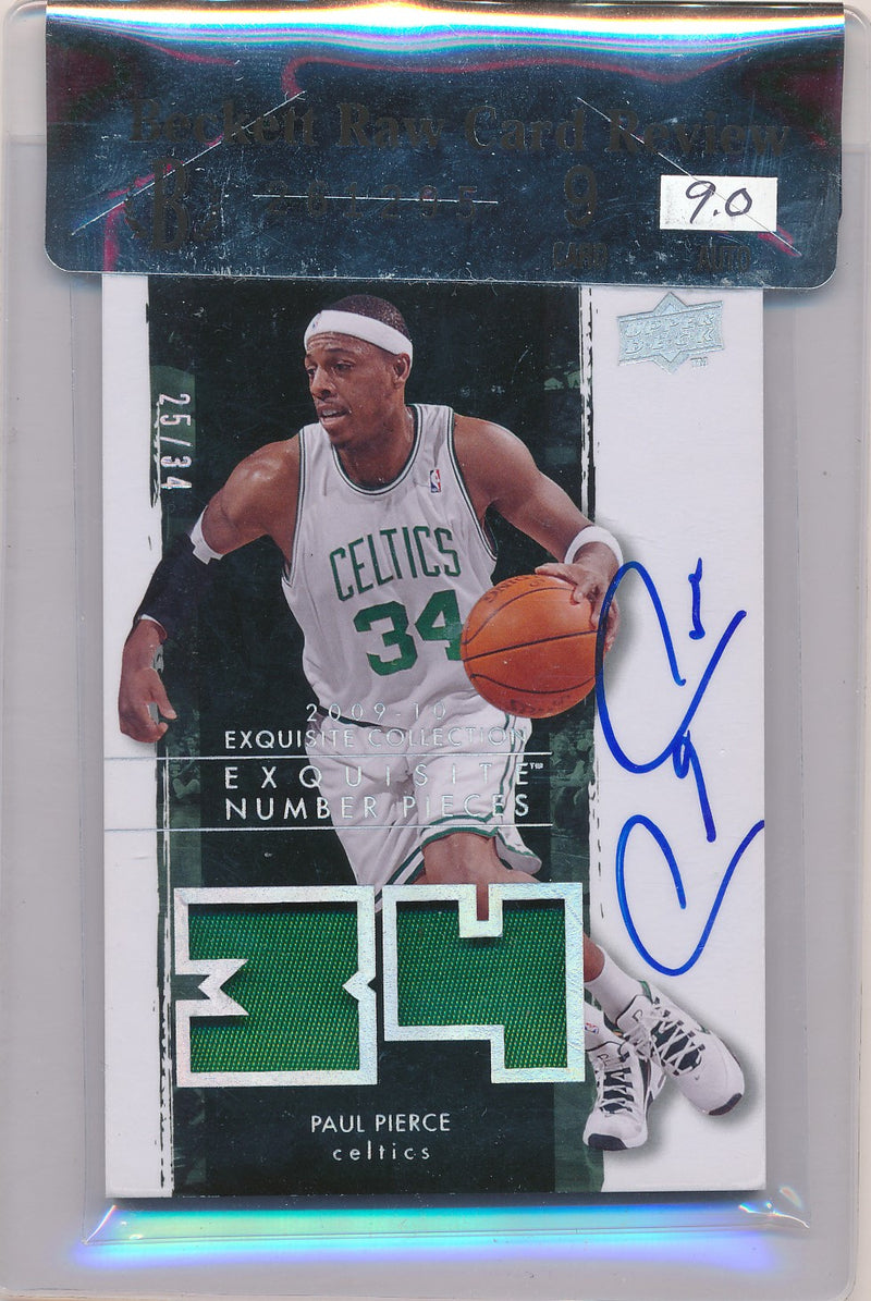 Upper Deck 2009-2010 Exquisite Collection Numbers #NPPP Paul Pierce 25/34 / Auto Grade 9