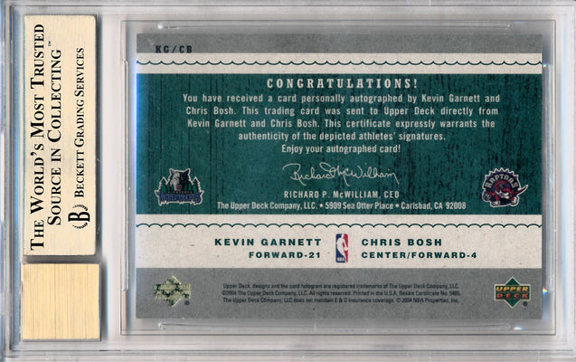 Upper Deck 2003-2004 Upper Deck Legends Rookie Imressions Autos #KG/CB Kevin Garnett / Chris Bosh 10/25 / BGS Grade 9.5 / Auto Grade 10