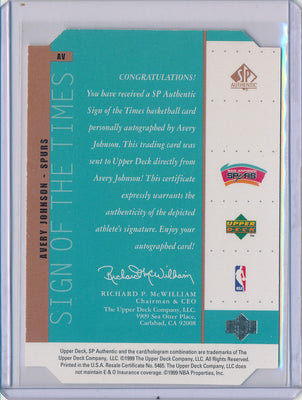 Upper Deck 1998-1999 SP Authentic Sign Of The Times #AV Avery Johnson