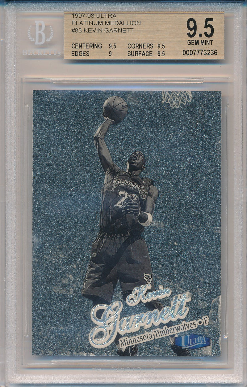 Fleer 1997-1998 Ultra  Platinum Medallion #83P Kevin Garnett 82/100 / BGS Grade 9.5