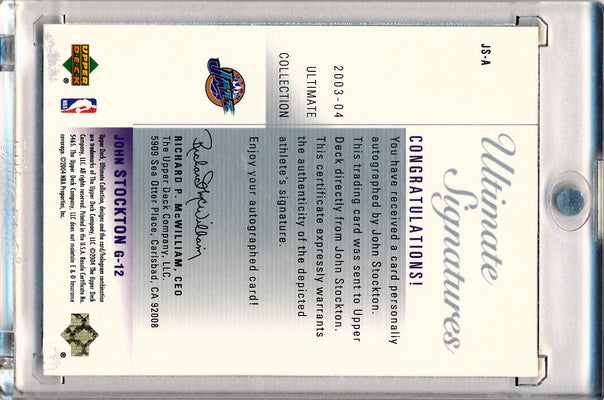 Upper Deck 2003-04 Ultimate Collection  Ultimate Signatures #JS-A John Stockton