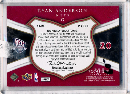 Upper Deck 2008-2009 Exquisite Collection Noble Nameplates #NARY Ryan Anderson 7/25