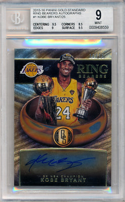 Panini 2015-2016 Gold Standard Ring Bearers Autographs #1 Kobe Bryant 16/25 / BGS Grade 9 / Auto Grade 10