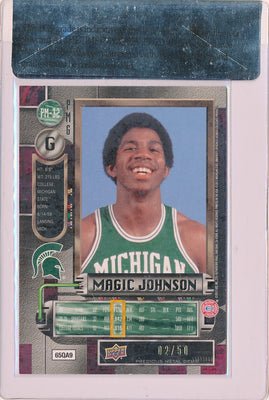 Upper Deck 2011-12 Fleer Retro Precious Metal Gems BLUE #PM-32 Magic Johnson 2/50 / BGS Grade 8.5