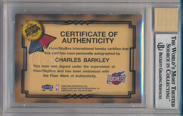 Fleer 1999-2000 Premium AutoGraphics #6 Charles Barkley  / BGS Grade 8.5 / Auto Grade 10