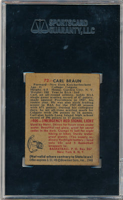 Topps Bowman  1948 New York Knickerbockers  #72 Carl Braun   / PSA Grade