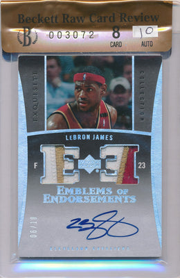 Upper Deck 2004-2005 Exquisite Collection Emblems Of Endorsement #LJ Lebron James 6/10 / Auto Grade 10