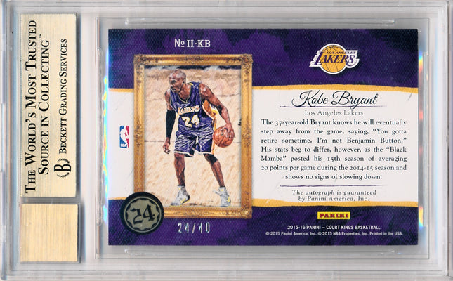 Panini 2015-2016 Court Kings Impressionist Ink #IIKB Kobe Bryant 24/40 / BGS Grade 9.5 / Auto Grade 10