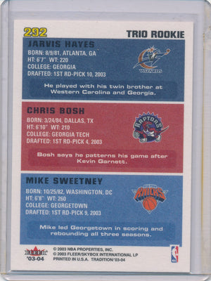 Fleer 2003-2004 Tradition Trio Rookie #292 Chris Bosh/ Michael Sweetney/ Jarvis Hayes