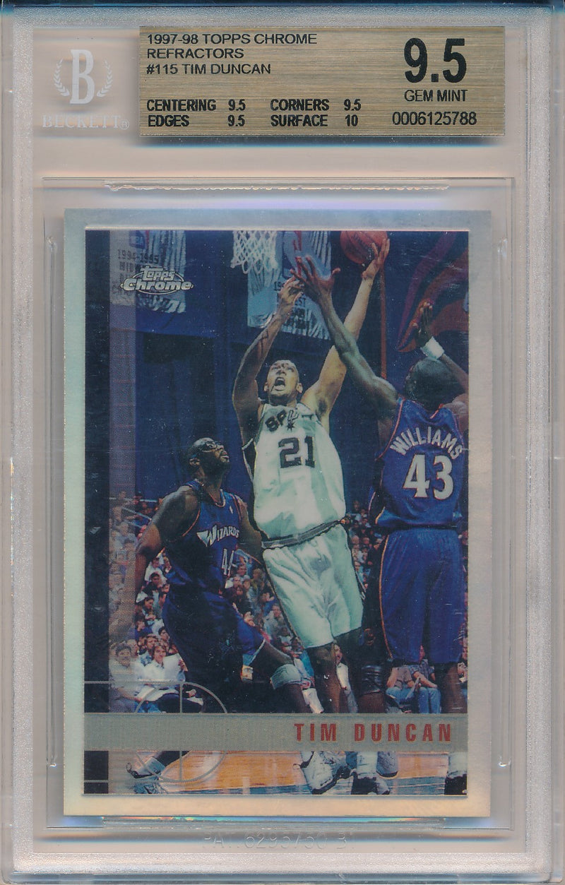 Topps 1997-1998 Chrome Refractors #115 Tim Duncan  / BGS Grade 9.5