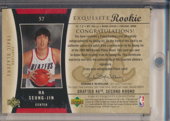 Upper Deck 2004-2005 Exquisite Collection Gold RPA #57 Ha Seung-Jin 4/5