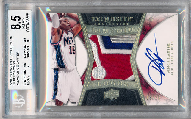 Upper Deck 2008-2009 Exquisite Collection Limited Logos #LLVC Vince Carter 18/25 / BGS Grade 8.5 / Auto Grade 10