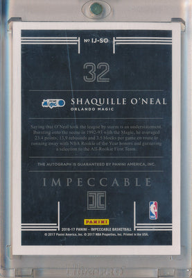 Panini 2016-2017 Impeccable Impeccable Numbers #IJ-SO Shaquille O'neal 1/32