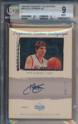 Upper Deck 2003-2004 Exquisite Collection Exquisite Rookie Autograph #50 Kyle Korver 99/225 / BGS Grade 9 / Auto Grade 10