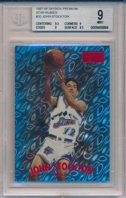 SkyBox 1997-1998 Premium Star Rubies #20SR John Stockton 21/50 / BGS Grade 9